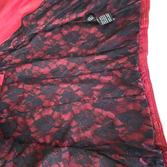 Black river red leather zipper biker motorcycle jacket size M women's - Picture 8 of 13